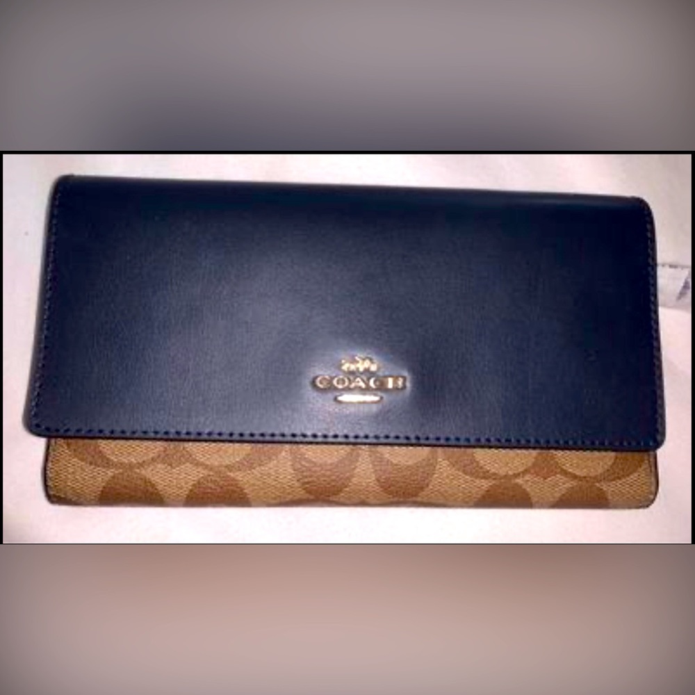 Coach Navy Trifold Wallet
